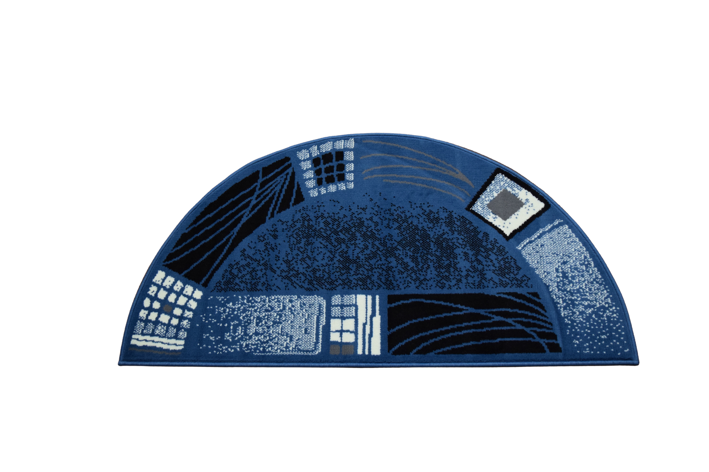 Luna Half Moon Rug - Blue Borders