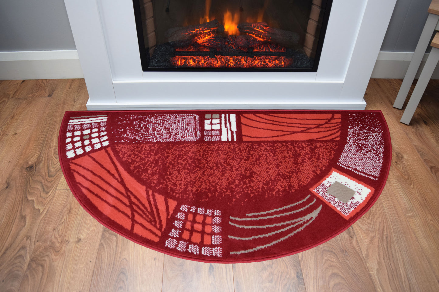 Luna Half Moon Rug - Red Borders