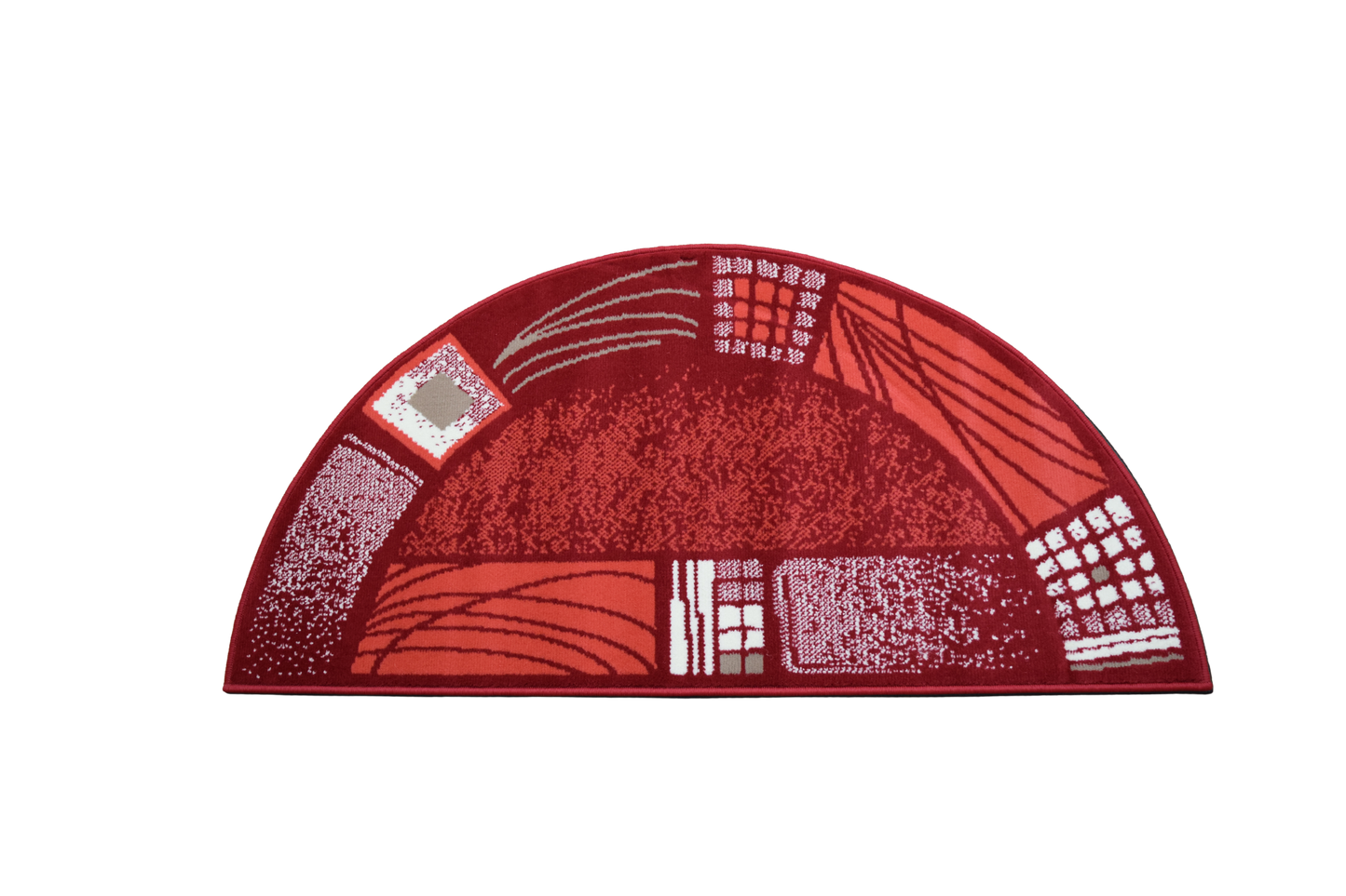 Luna Half Moon Rug - Red Borders
