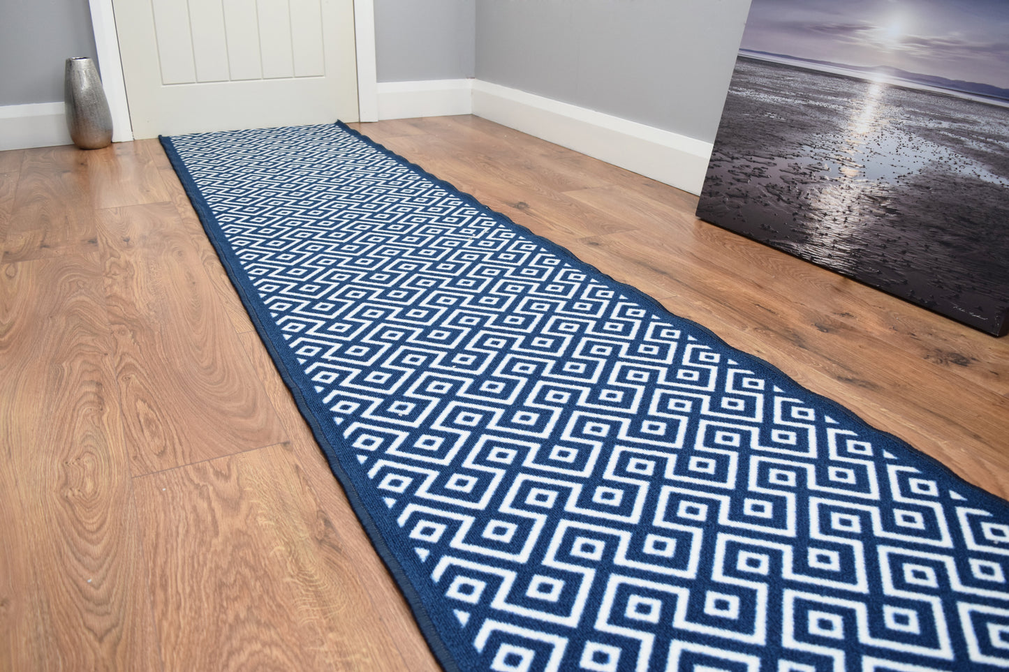 Riviera Diamond Mat & Runner - Navy Blue