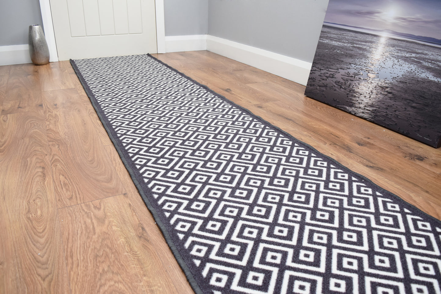 Riviera Diamond Mat & Runner - Grey