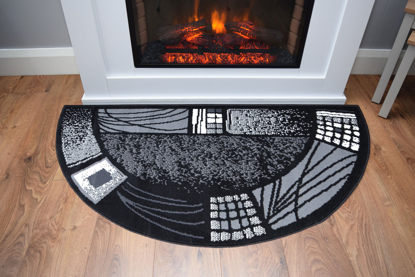 Google Half Moon Rug Luna Half Moon Rug - Black Borders – SuperRugStore