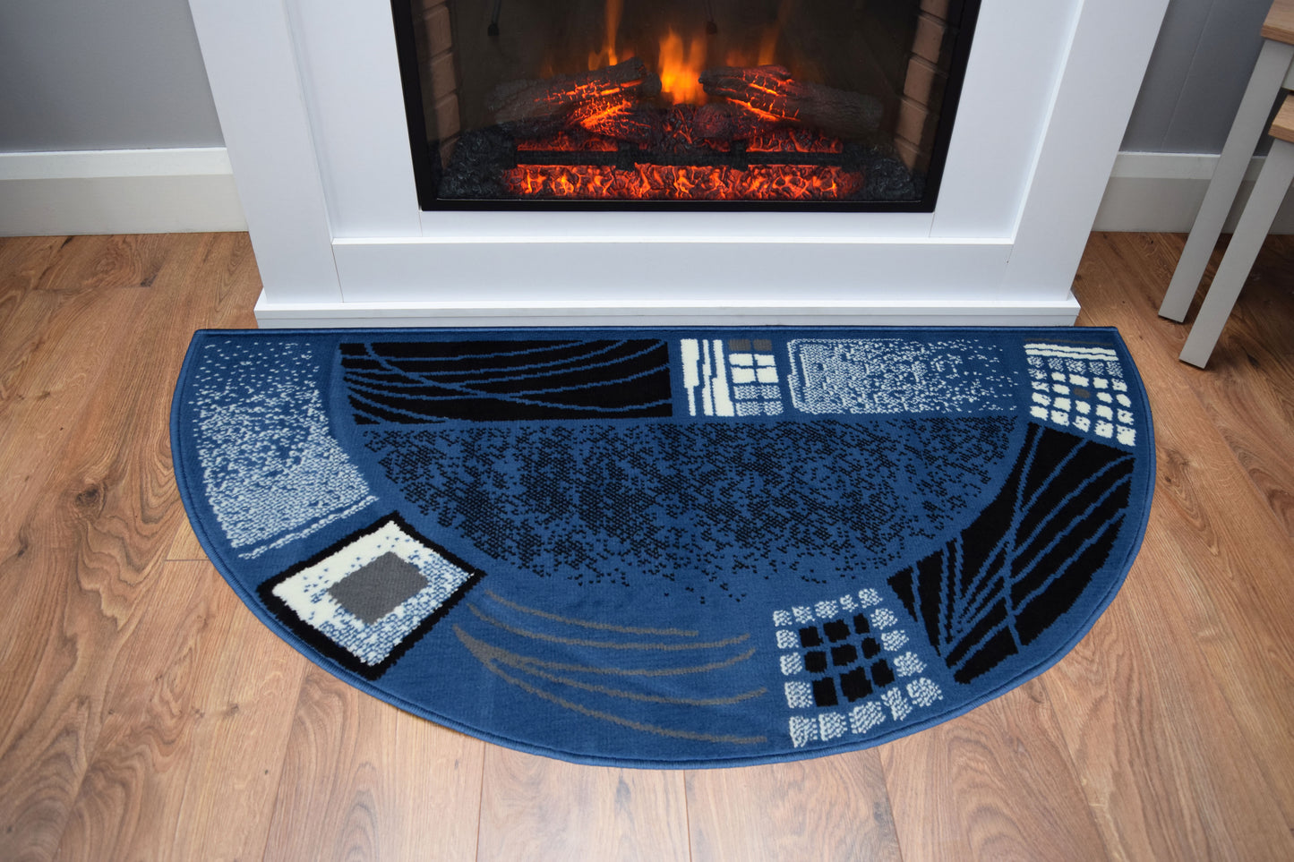 Blue Half Rug Luna Half Moon Rug - Blue Borders – SuperRugStore