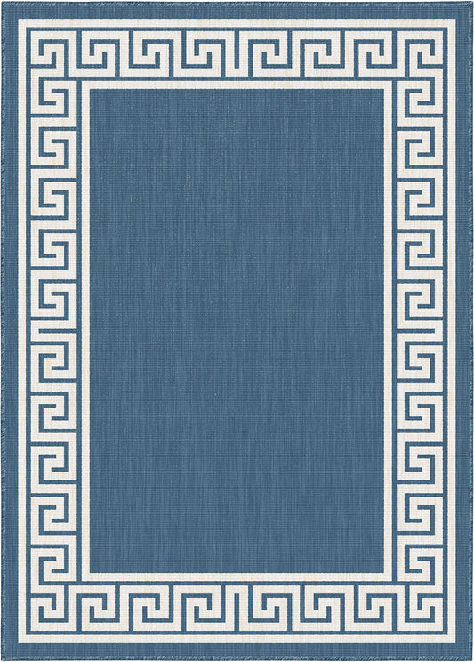 Brussel's Collection - Inside | Outside Rug - Greek Key Blue