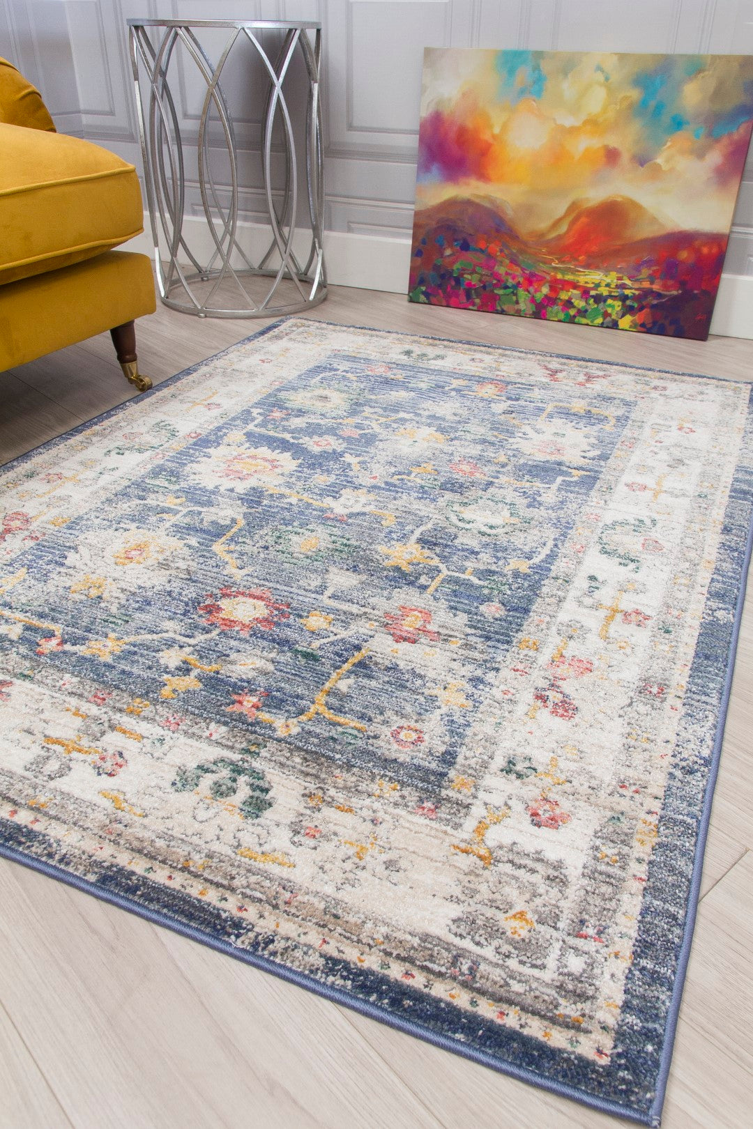 Bousta Rug Boho Rug Vesta Design - Blue – SuperRugStore
