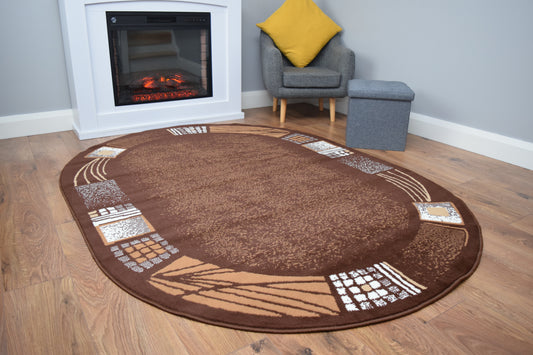 Luna Rug - Oval Range - Borders Brown