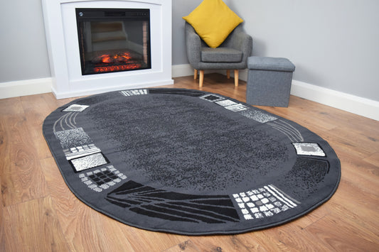 Luna Rug - Oval Range - Borders Grey