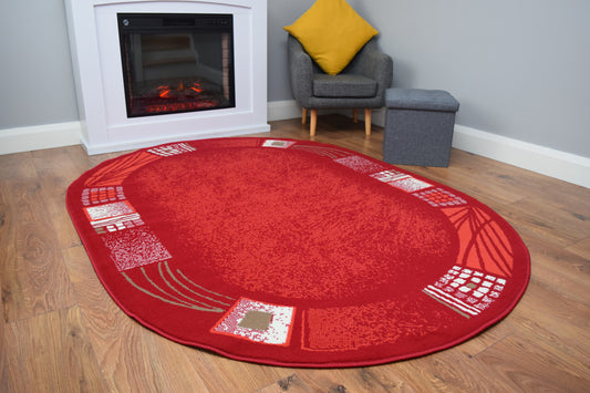 Luna Rug - Oval Range - Borders Red