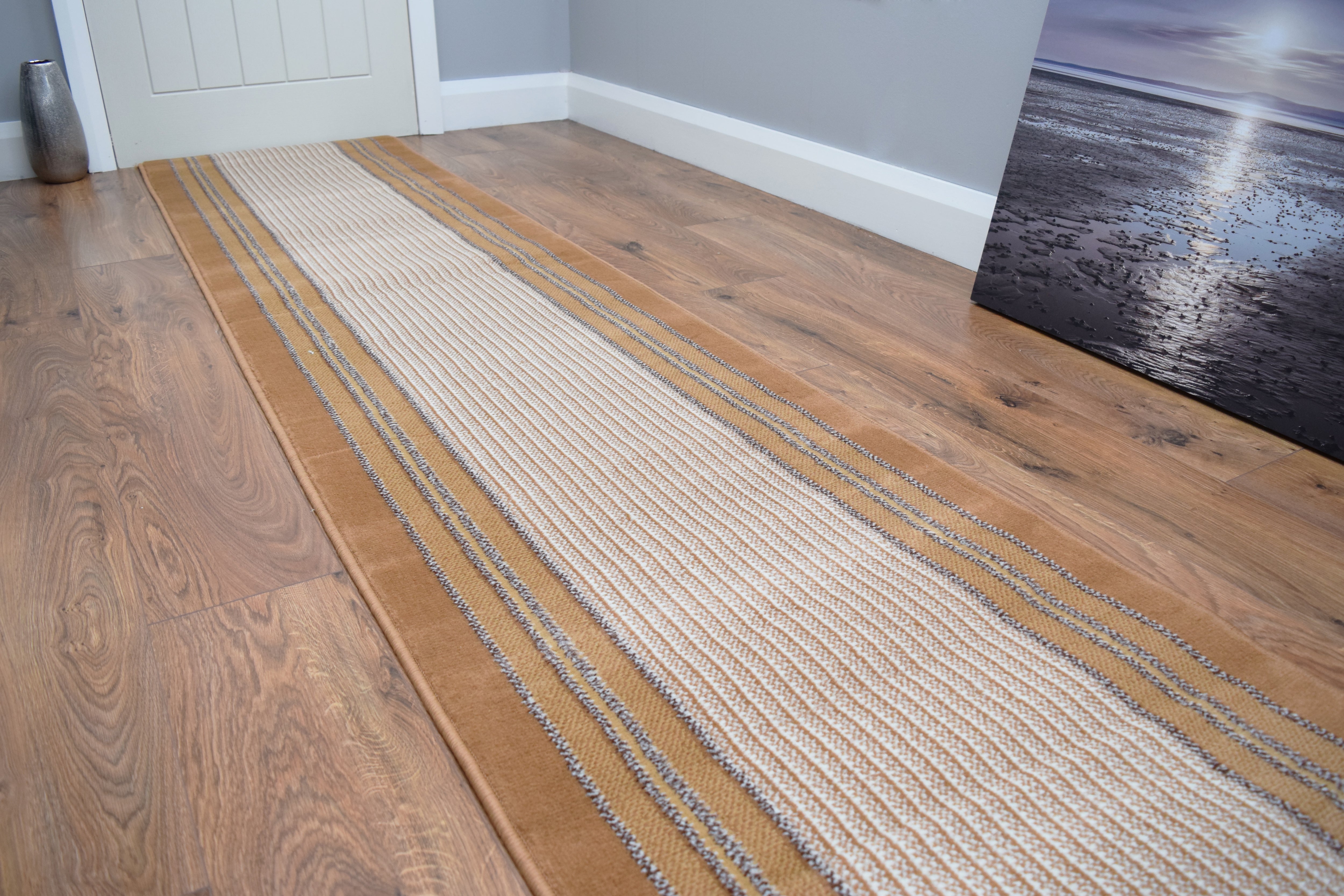 Made To Measure Luna Border Stripes - Brown – SuperRugStore