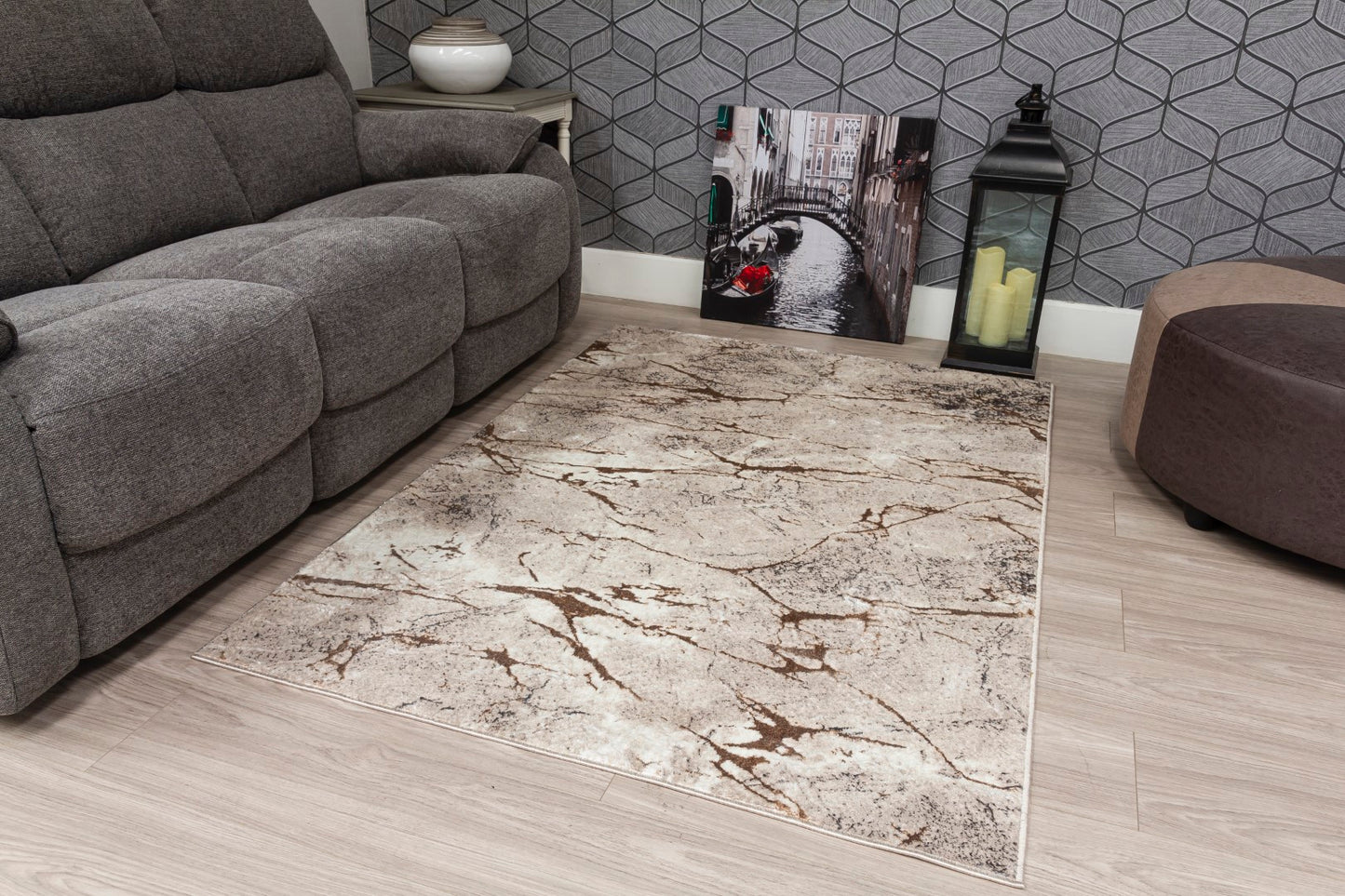 Glitz Range - Marble Rug - Beige