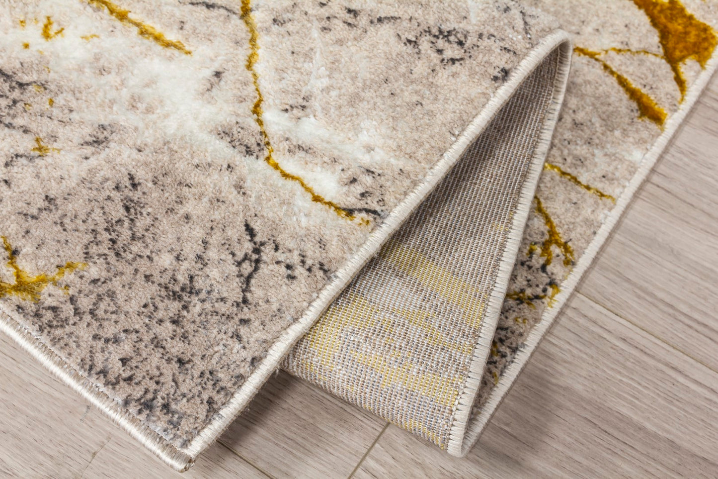 Glitz Range - Marble Rug - Beige & Ochre