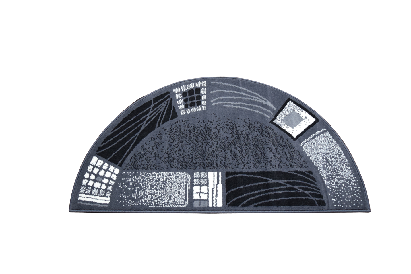 Luna Half Moon Rug - Grey Borders