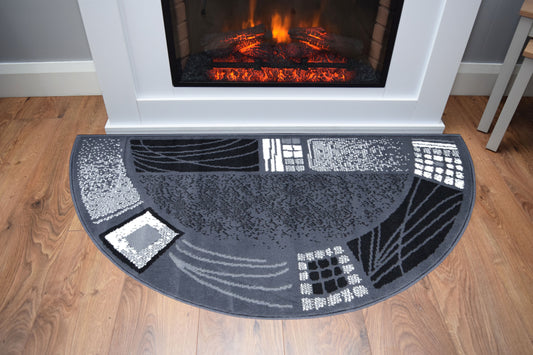 Luna Half Moon Rug - Grey Borders