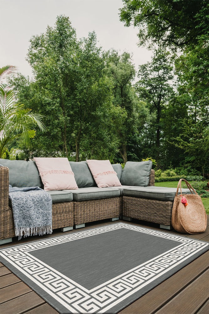 Brussel's Collection - Inside | Outside Rug - Greek Key Grey ...