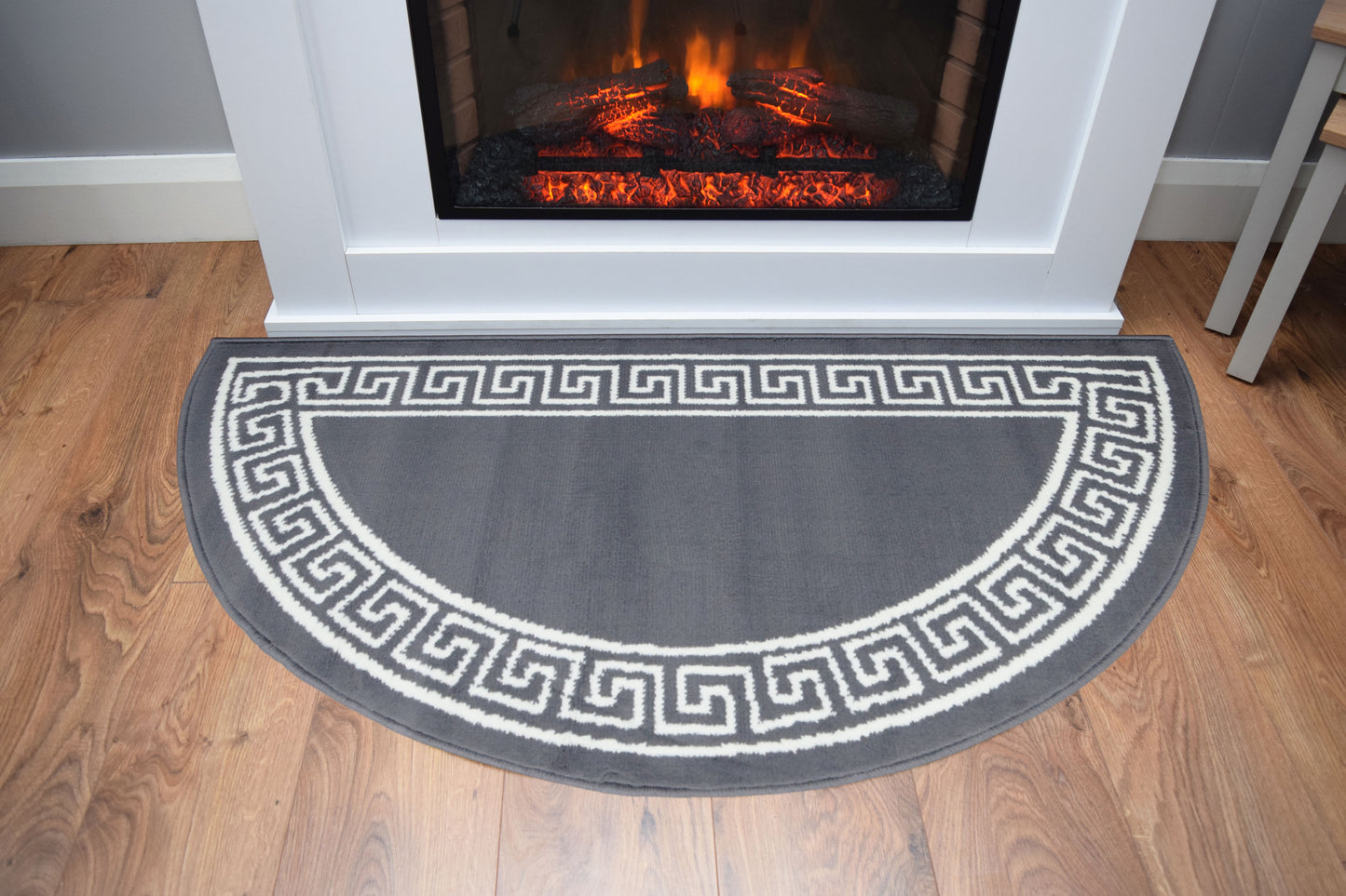 Luna Half Moon Rug - Greek Key - Grey