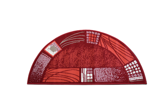 Luna Half Moon Rug - Red Borders