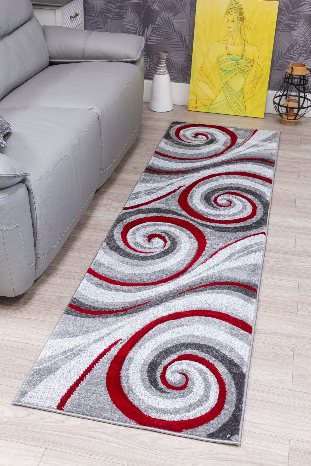 Samba Range - Spiral Rug - Grey | Red