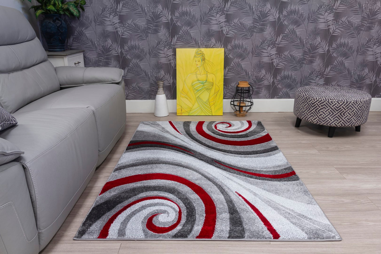 Samba Range - Spiral Rug - Grey | Red