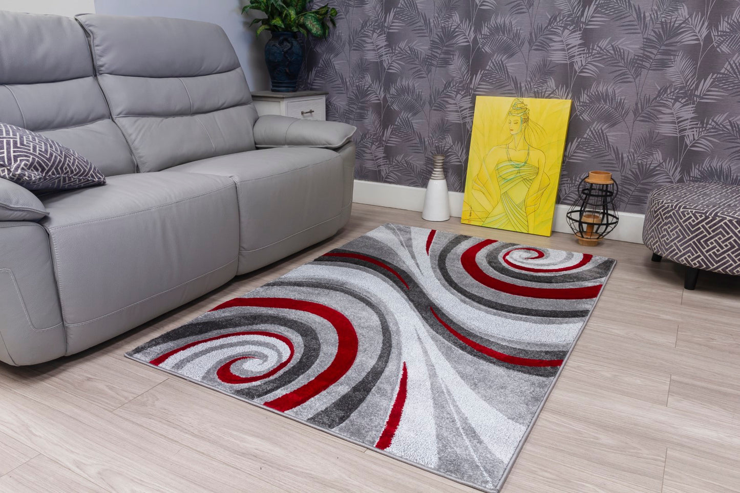 Samba Range - Spiral Rug - Grey | Red