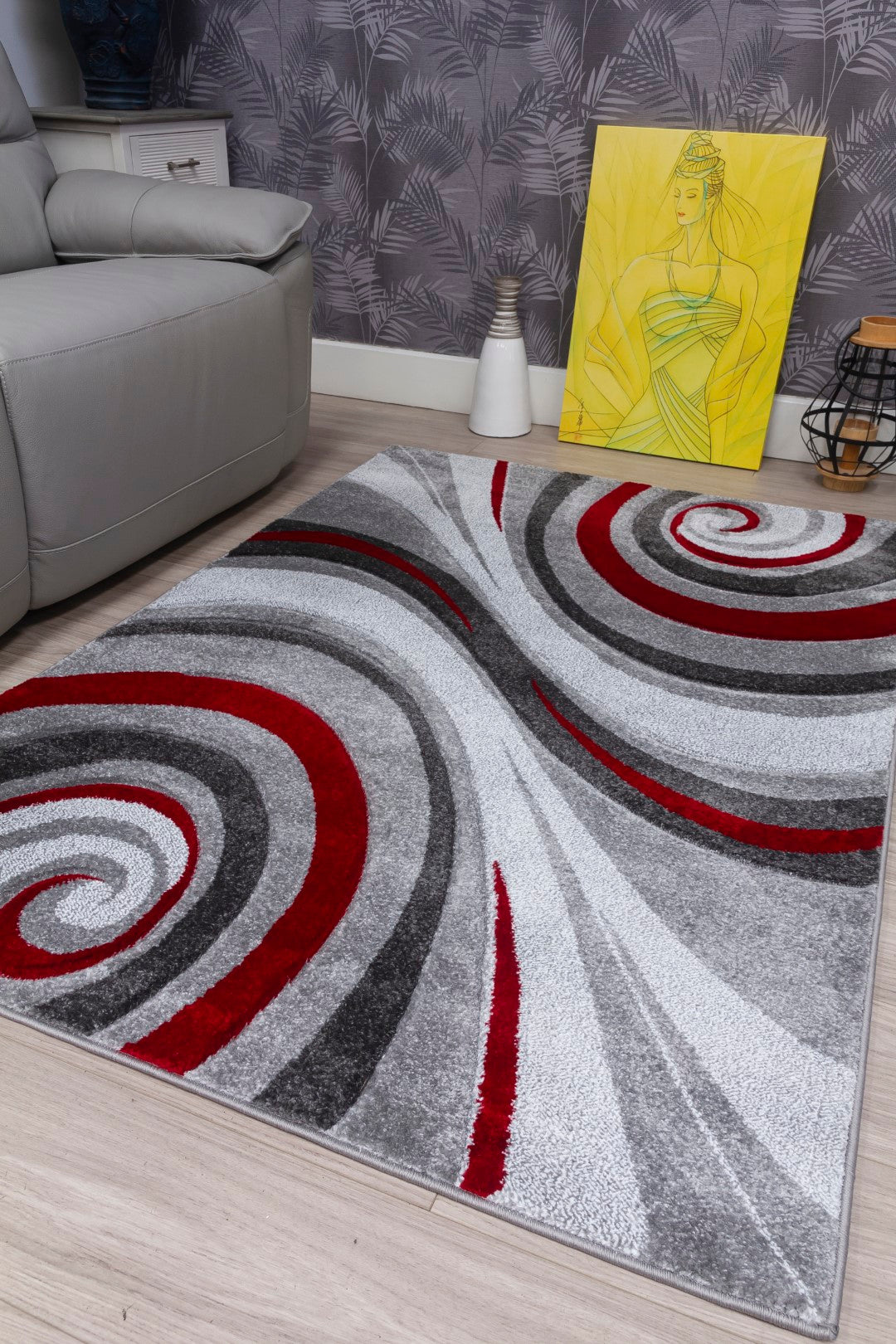 Samba Range - Spiral Rug - Grey | Red