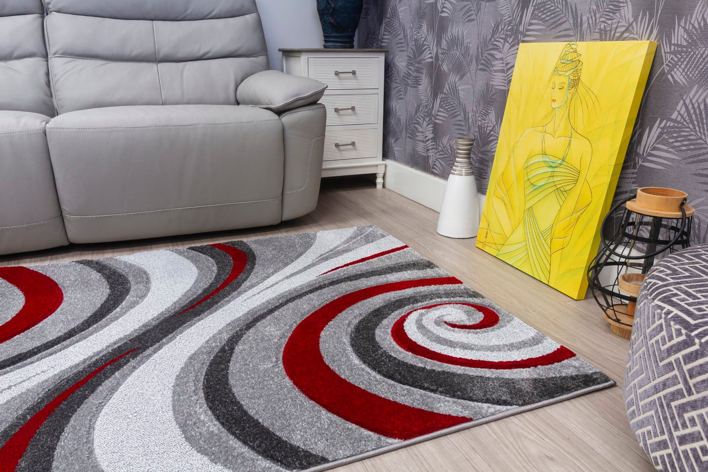 Samba Range - Spiral Rug - Grey | Red