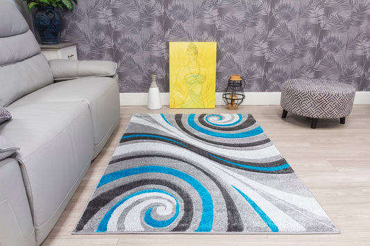 Samba Range - Spiral Rug - Grey | Teal