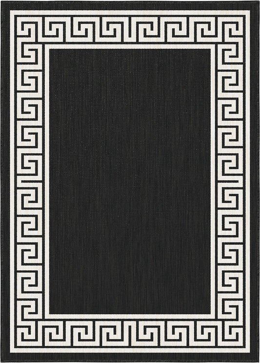 Brussel's Collection - Inside | Outside Rug - Greek Key Black