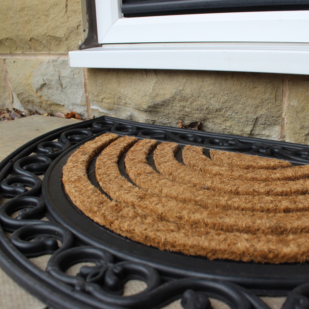 Scroll Coir Outside Doormat - Half Moon