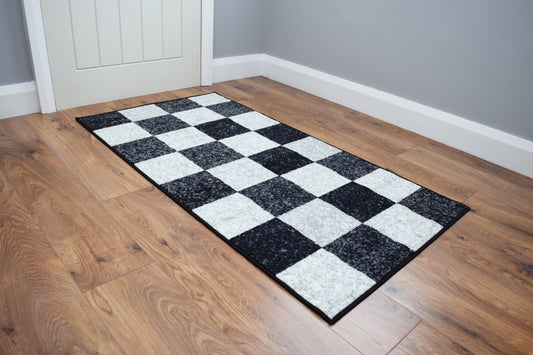 Riviera Squares Mat & Runner - Black