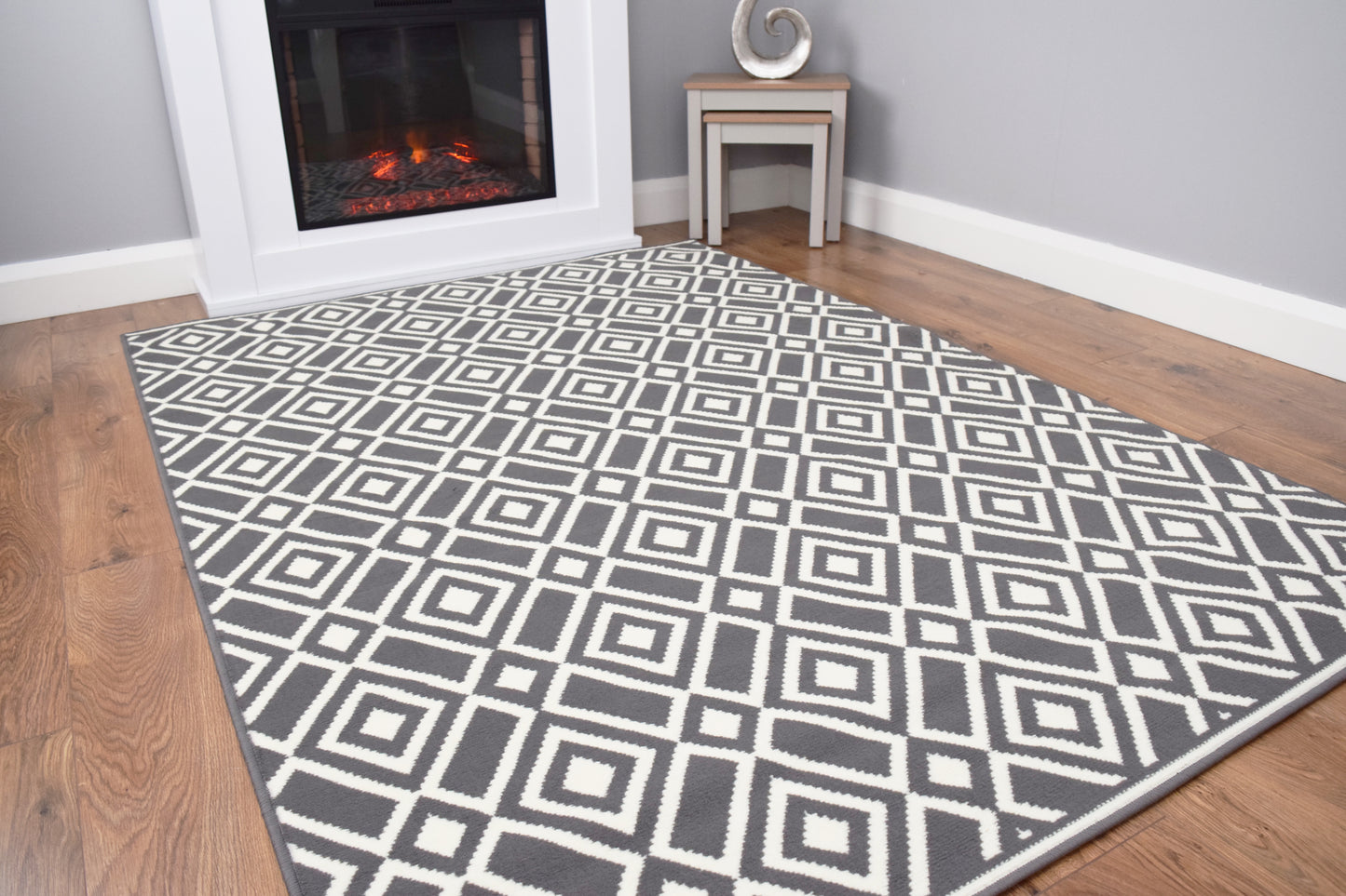 Luna Rug - Grey & Cream Square