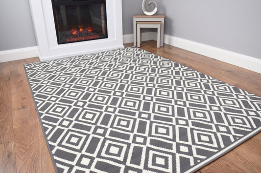 Luna Rug - Grey & Cream Square