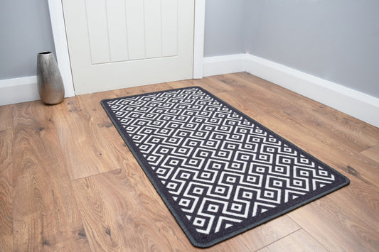 Riviera Diamond Mat & Runner - Grey