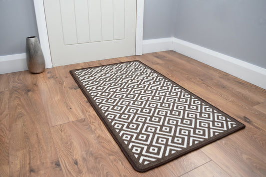 Riviera Diamond Mat & Runner - Brown