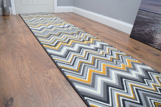 Made To Measure Luna Chevron - Grey & Ochre