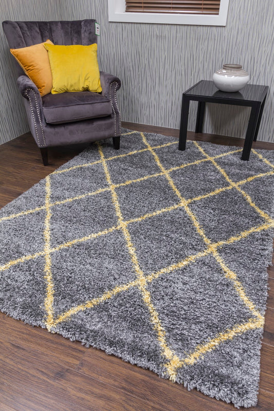 Fantasy Trellis Rug - Grey & Yellow