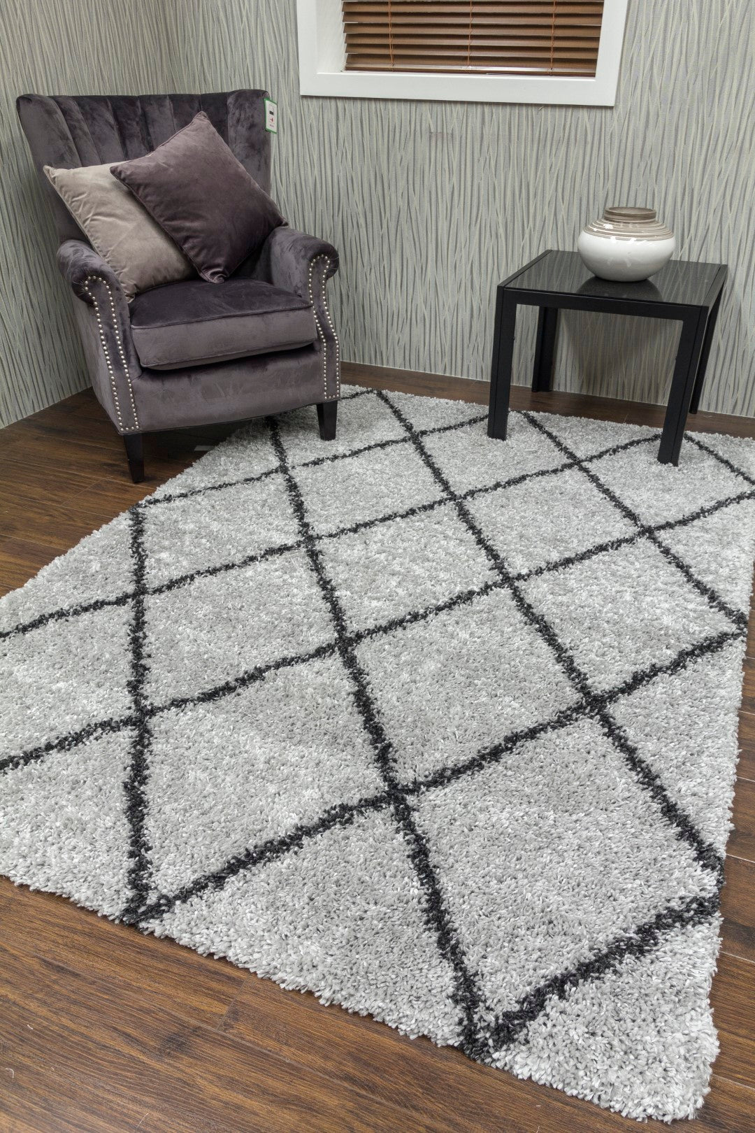 Fantasy Trellis Rug - Anthracite Grey