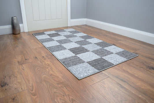 Riviera Squares Mat & Runner - Grey