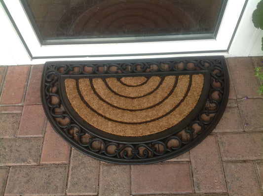 Scroll Coir Outside Doormat - Half Moon