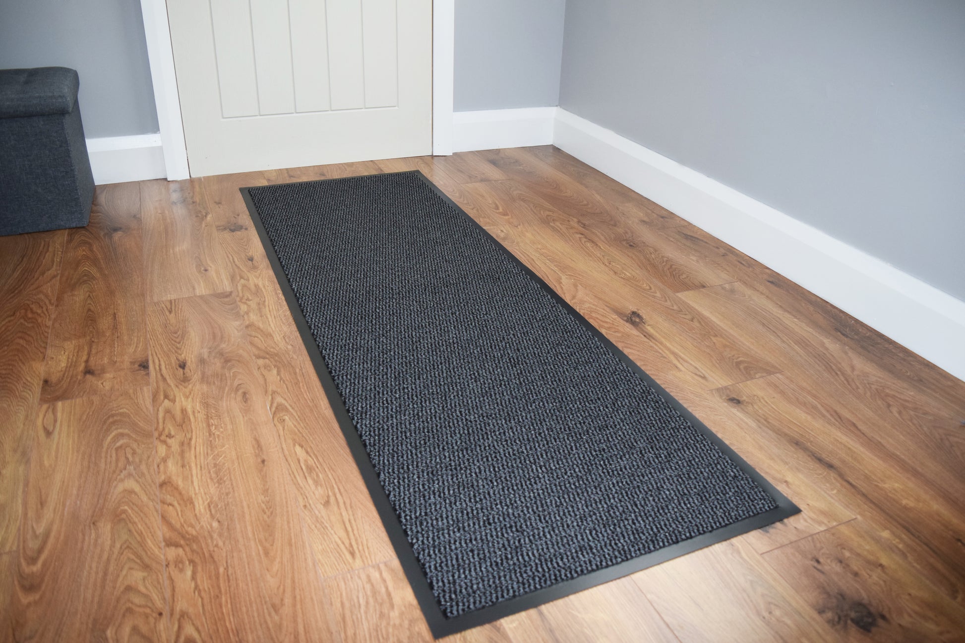 TrendMakers DOOR MATS BIG EXTRA LARGE GREY AND BLACK BARRIER MAT RUBBER  EDGED HEAVY DUTY NON SLIP KITCHEN ENTRANCE HALL RUNNER RUG MATS 120X180CM  (6X4FT), POLY…