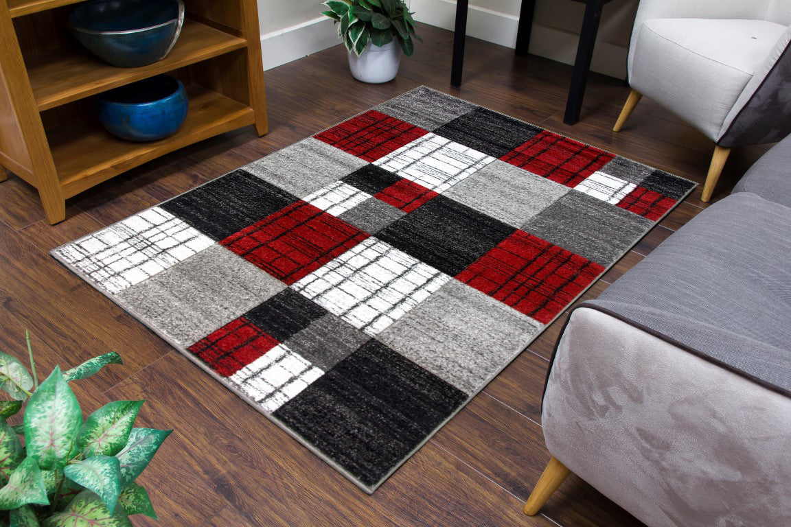 Vibe Range - Patchwork- Red – SuperRugStore
