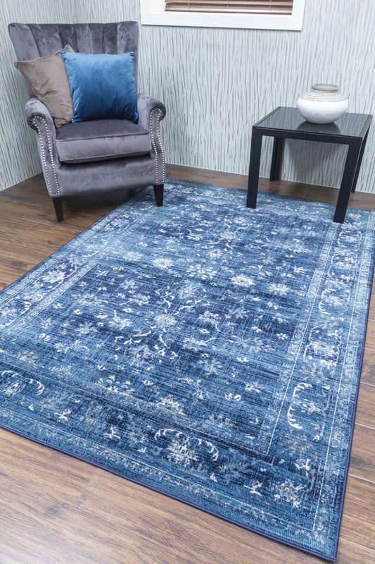 Vintage Timeless Distressed Blue Rug