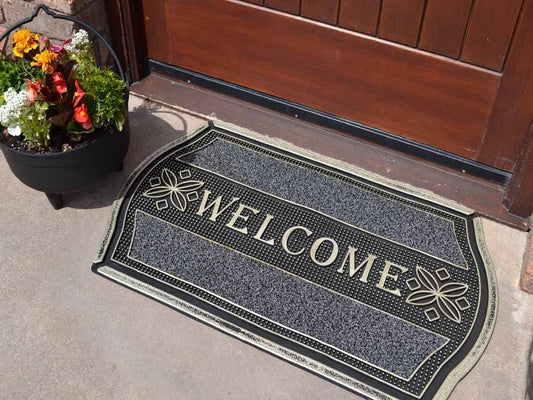 Welcome Doormat Curve Sides - Silver