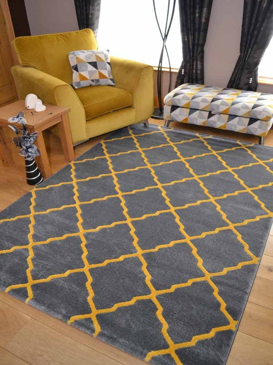 Toscana Rug Trellis - Grey & Yellow